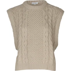 Six Ames Karina Genser Vest Beige - Elegant strikkejakke for damer