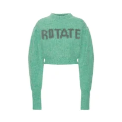 ROTATE Birger Christensen Rundhalset strikkejakke i grønn - Elegant og behagelig damegenser