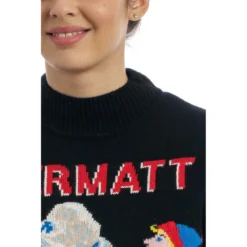 MC2 Saint Barth Rundhalset strikkejakke i svart - Elegant og behagelig dameoverdel