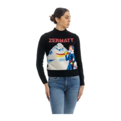 MC2 Saint Barth Rundhalset strikkejakke i svart - Elegant og behagelig dameoverdel -Dame-strikkegensere Salg unnamed file 1052