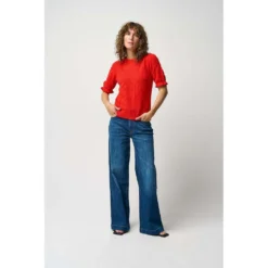 Pieszak PD-Lauren SS Needledrop Strikkegenser i Rød - Elegant Overdel for Damer -Dame-strikkegensere Salg unnamed file 1077