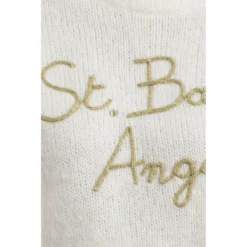 MC2 Saint Barth Rundhalset strikkejakke i hvit - Elegant og behagelig dameoverdel