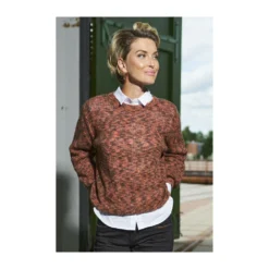 2-Biz Adella Strikket Genser - Melert Brun/Orange Farger | Dame Strikkejakker & Gensere