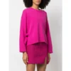Valentino Rundhalset strikkejakke i rosa - Elegant og behagelig dameoverdel