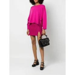 Valentino Rundhalset strikkejakke i rosa - Elegant og behagelig dameoverdel -Dame-strikkegensere Salg unnamed file 1165