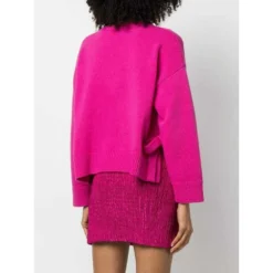 Valentino Rundhalset strikkejakke i rosa - Elegant og behagelig dameoverdel -Dame-strikkegensere Salg unnamed file 1166