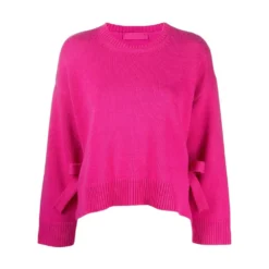 Valentino Rundhalset strikkejakke i rosa - Elegant og behagelig dameoverdel -Dame-strikkegensere Salg unnamed file 1167