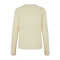 Samsøe Samsøe BOSTON O-NECK STRIPER White - Strikkejakke for Dame