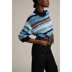 Munthe Rundhalset strikkejakke i blå - Elegant og behagelig dameoverdel -Dame-strikkegensere Salg unnamed file 1189