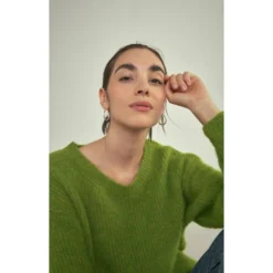 American Vintage East Jumper - Spring Melange Green | Dame Overdeler Strikkejakke