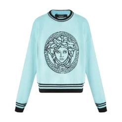 Versace Genser med Medusa-hode i Blå - Elegant Strikkegenser for Damer -Dame-strikkegensere Salg unnamed file 1207