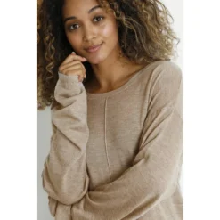 MĂžrk Beige Cream Cranva Genser - Elegant Strikkejakke for Damer