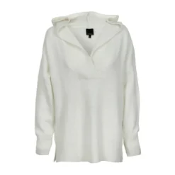 Ane Mone Herlig Genser Med Hette i Hvit - Strikkejakke for Damer -Dame-strikkegensere Salg unnamed file 124