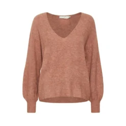 Cream Merle V-Genser Red - Elegant strikke genser for dame