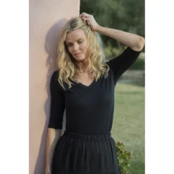 Arnie Says Eileen Rib T-Shirt Black - Dame/Overdeler/Strikkejakker & Gensere