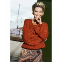 2-Biz Rød Bobo Knit Blouse Genser - Strikkejakke for Dame