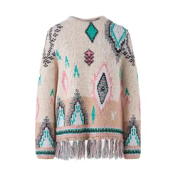 Marc Cain Rundhalset strikkejakke i beige - Elegant og behagelig dameoverdel