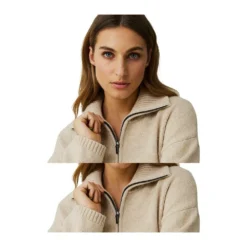 Lexington Madison Blend Half Zip Sweater Beige - Dame/Overdeler/Strikkejakker & -gensere