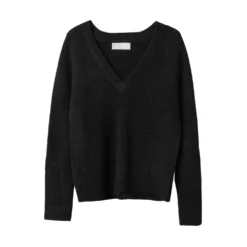 FWSS Bravo V-Neck Genser i Svart - Elegant og Komfortabel Strikkegenser for Damer