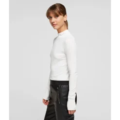 Karl Lagerfeld Hvit Strikkegenser for Dame - Elegant Overdel