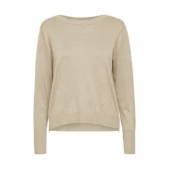 PULZ Jeans Sara Boatneck Pullover Beige - Elegant strikkejakke for damer -Dame-strikkegensere Salg unnamed file 1338