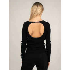 Patrizia Pepe Rundhalset Strikkgenser i Svart - Elegant og Tidløs Dameoverdel -Dame-strikkegensere Salg unnamed file 1369