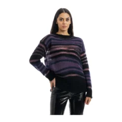 Dondup Rundhalset strikkejakke i lilla - Elegant og behagelig damegenser -Dame-strikkegensere Salg unnamed file 1393