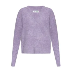 Samsøe Samsøe Mila V-hals Genser i Lilla - Elegant og Komfortabel Strikkegenser for Kvinner
