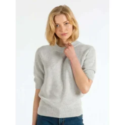 Kashmina Sofia Genser Grå - Elegant strikket genser for kvinner