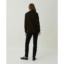 Lexington Mørkebrun Heather Merino Polo Overdeler - Elegant Strikkejakke for Damer