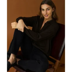 Lexington Mørkebrun Heather Merino Polo Overdeler - Elegant Strikkejakke for Damer -Dame-strikkegensere Salg unnamed file 1522