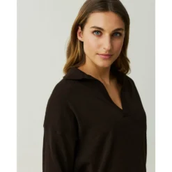 Lexington Mørkebrun Heather Merino Polo Overdeler - Elegant Strikkejakke for Damer -Dame-strikkegensere Salg unnamed file 1524