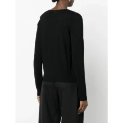 Patrizia Pepe V-Hals Svart Genser - Elegant Strikkegenser for Kvinner