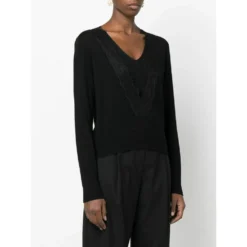 Patrizia Pepe V-Hals Svart Genser - Elegant Strikkegenser for Kvinner -Dame-strikkegensere Salg unnamed file 1586