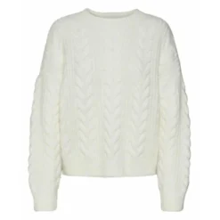 VERO MODA Vmsiena Langermet Genser i Hvit - Elegant O-Neck Design -Dame-strikkegensere Salg unnamed file 1607