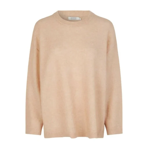 Masai Rundhalset strikket genser i beige - Elegant og behagelig damegenser -Dame-strikkegensere Salg unnamed file 1608
