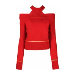 Alexander McQueen Rød Rundhalset Genser - Elegant Strikkegenser for Damer -Dame-strikkegensere Salg unnamed file 1611