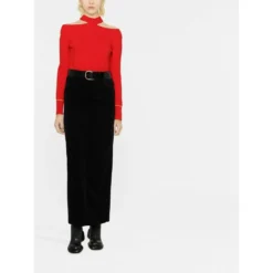 Alexander McQueen Rød Rundhalset Genser - Elegant Strikkegenser for Damer -Dame-strikkegensere Salg unnamed file 1615