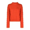 Ralph Lauren Rundhalset strikkejakke i appelsinfarge - Elegant og behagelig damegenser