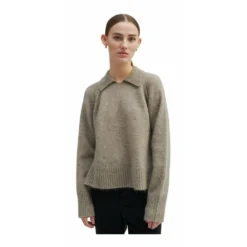 Second Female Brook Knit Collar - Beige Strikkejakke for Damer -Dame-strikkegensere Salg unnamed file 1740