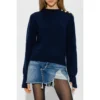 Rag & Bone Ribbed Sweater Blue - Dame Overdeler Strikkejakker & Gensere