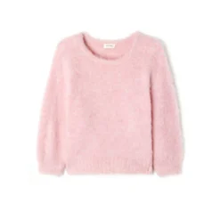 American Vintage Rundhalset strikkejakke i rosa - Elegant og behagelig damegenser