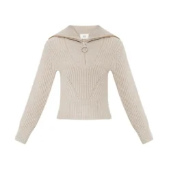 Ami Paris Ullgenser med Krage - Beige | Elegant og Komfortabel Dameoverdel -Dame-strikkegensere Salg unnamed file 1818