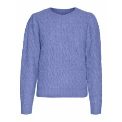 VERO MODA Blå Vmlola Langermet O-Neck Bluse/Genser i Blå - Elegant og Komfortabel -Dame-strikkegensere Salg unnamed file 1825