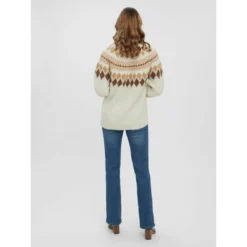 VERO MODA Vmfilippa Langermet O-Neck Nordic Bluse Beige - Elegant strikket genser for kvinner