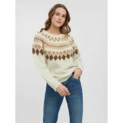 VERO MODA Vmfilippa Langermet O-Neck Nordic Bluse Beige - Elegant strikket genser for kvinner -Dame-strikkegensere Salg unnamed file 1848
