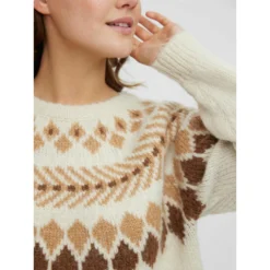 VERO MODA Vmfilippa Langermet O-Neck Nordic Bluse Beige - Elegant strikket genser for kvinner -Dame-strikkegensere Salg unnamed file 1849