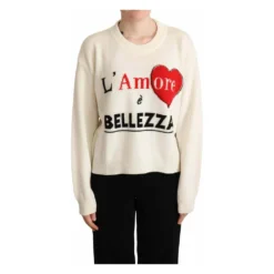 Dolce & Gabbana Hvit Rundhalset Genser - Elegant Strikkeplagg for Damer