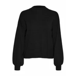 Svart VERO MODA VMNancy Highneck Volume Bluse - Elegant Strikkegenser for Damer