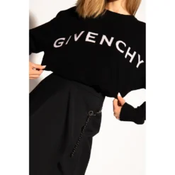 Givenchy Cashmere Sweater With Logo Black - Elegant Dame Overdeler
